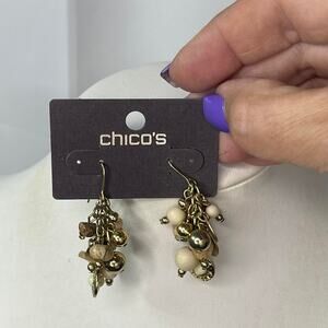 Chico's gold tone earrings dangle pierced earrings signed costume jewelry
